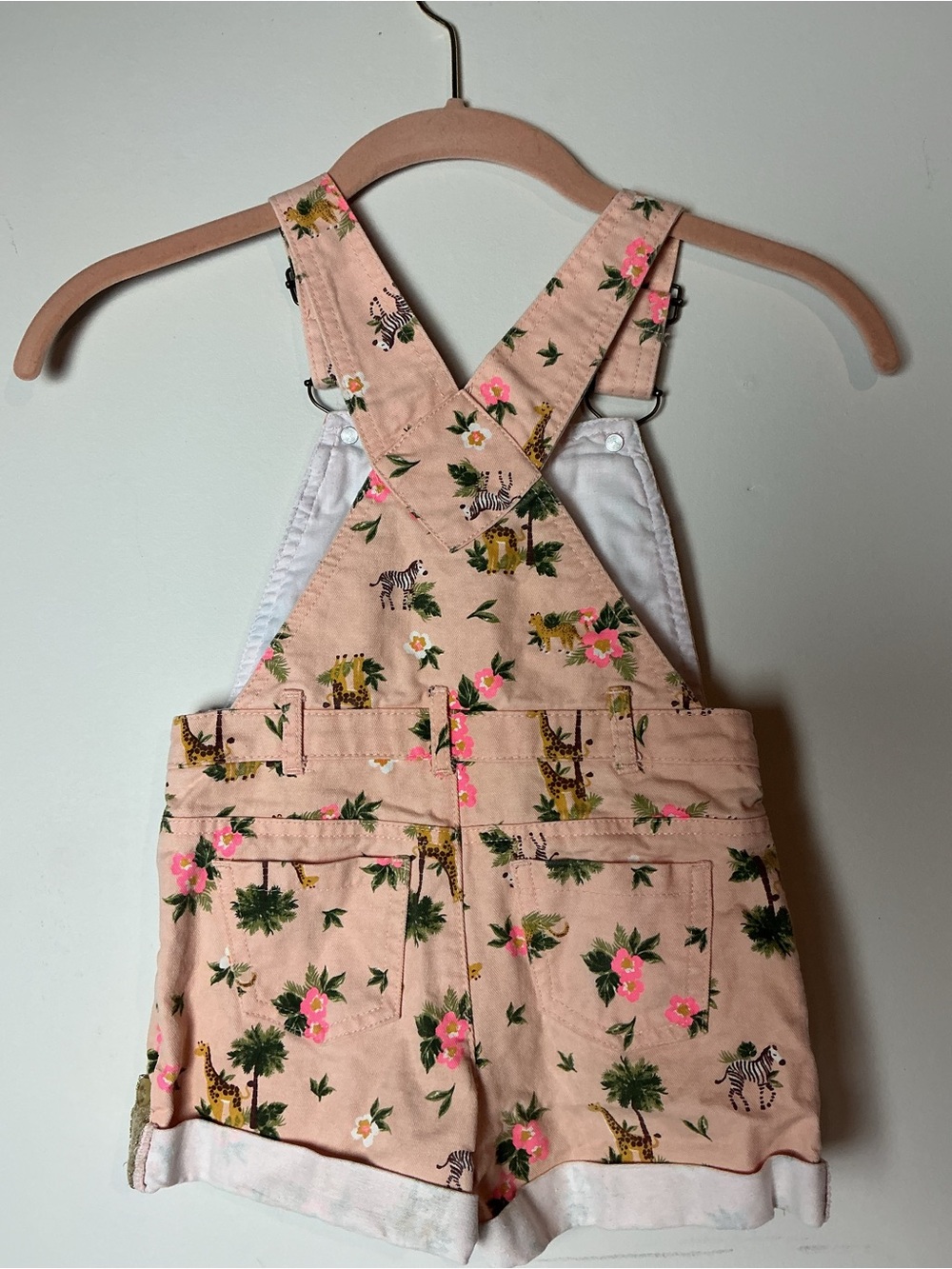 Little Lass Floral Animal Print Girls Overalls 4t - Picture 2 of 4